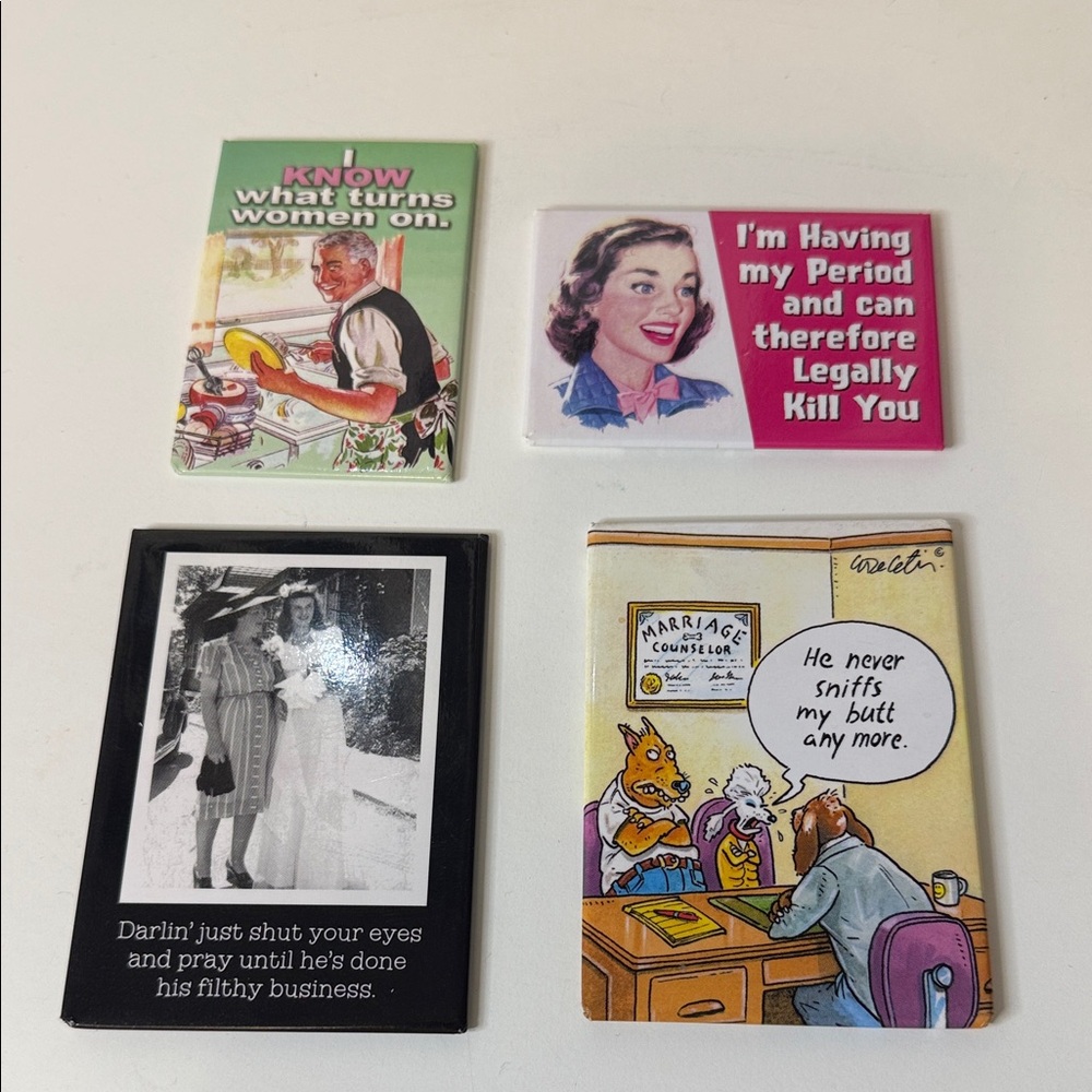 Set of Humorous Vintage-Style Magnets